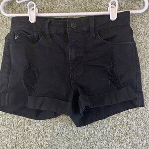 KanCan Shorts Junior Womens 5 26 Black Jeans Ripped Cuffed Denim Boyfriend